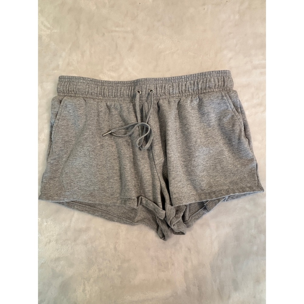 Auden Heather Gray Fleece Lounge Shorts‎ Womens Size Medium Drawstring Pockets